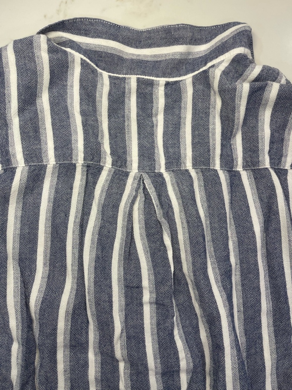Like NEW! Bella Dahl Striped Button-Front Tie Hem Top - Blue & White - Picture 14 of 16